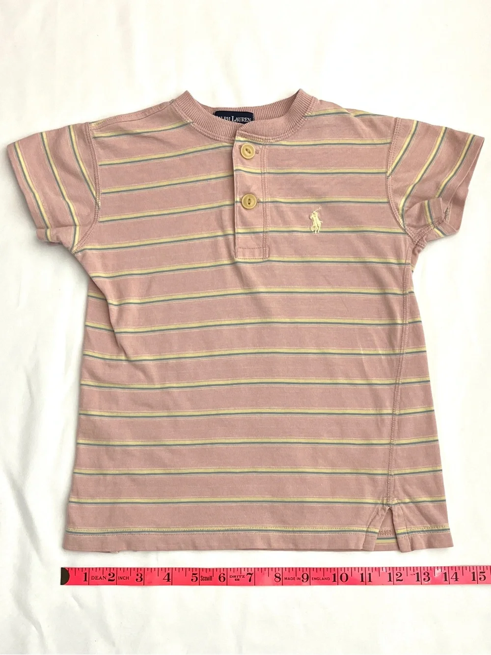 Ralph Lauren 90s Henley Striped Cream Vintage Polo Shirt 12-18M